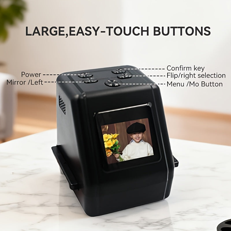 [10MP Film Scanner] Negative Film Scanner, Mini Movie Scanner, 10MP Negative Film & Slide Scanner with 2.0" LCD Screen, 1-Second Fast Scanning, Supports 35mm/110/Super8 Film & Slides, Converts Negatives to Digital JPEG, Easy-Load Design for Home Photo Arc