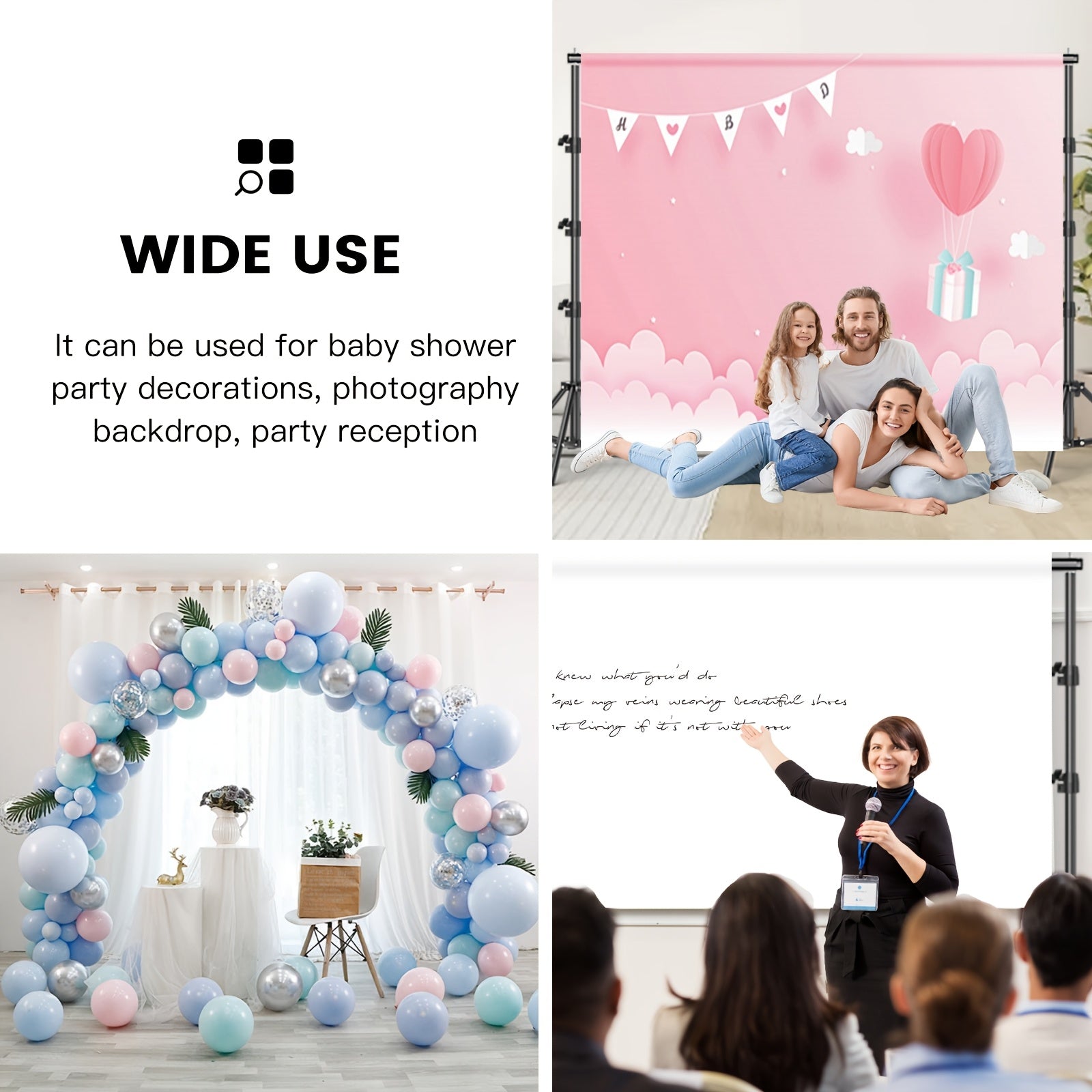 Birthday Party Background Stand Decoration Prop, 8.5 X 10ft Adjustable Background Stand Kit, Perfect for Celebrating Birthday Festivals And Party Decoration