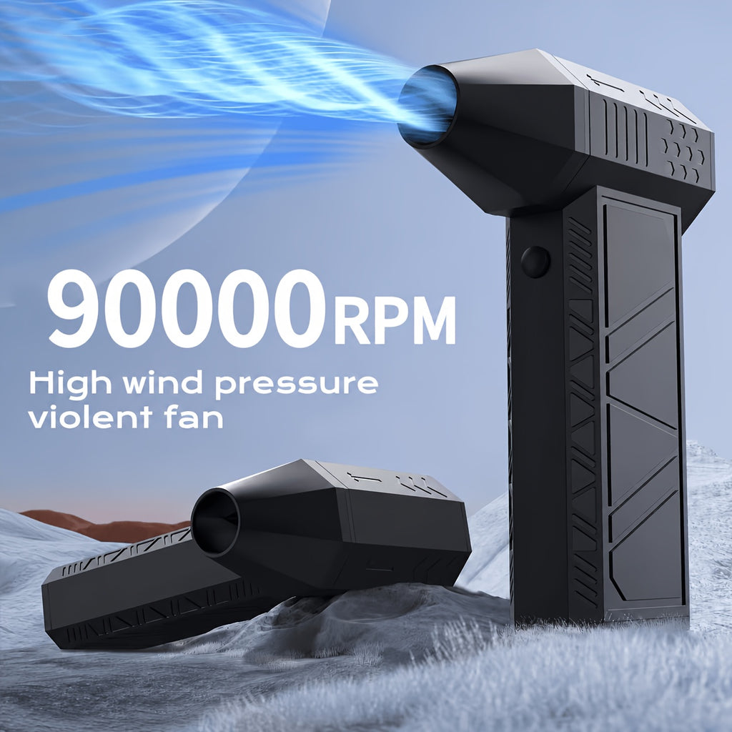 130, 000 RPM Super Turbo Fan, High-Power Brute Force Fan, USB-C Fast Charging, Adjustable Wind Power, Rechargeable Air Blower, Suitable for Computer Cleaning, Car Cleaning And Dust Removal, Leaf Blowing, Cooling, And Powerful Brute Force Fan