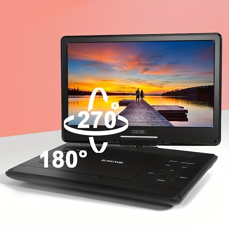 17" Portable DVD Player with 14.1" Large HD Screen, 6 Hours Rechargeable Battery, Support USB/SD Card/Sync TV And Multiple Disc Formats, High Volume Speaker, Black