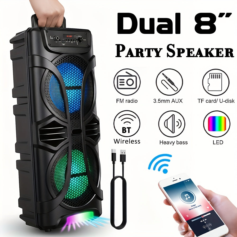 3000W BT Connection PA Speaker with Dual 6.5inch Woofers - Wireless Karaoke Machine, FM Radio, Party Lights & Wired Mic - Deal for Party Events