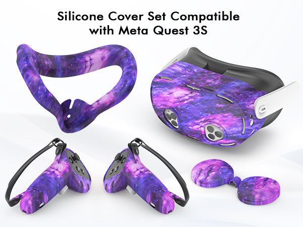 For Meta Quest 3S Silicone Cover Set Compatible With for meta\ quest 3S Accessories, VR Silicone Face Cover, VR Shell Cover, Touch Controller Grip Case, Camera Lens Protector Cover For Meta Quest 3S Accessories Halloween, Christmas Gifts