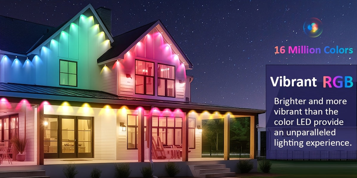 50ft/100ft/200ft/300ft/500ft Permanent Outdoor Light, Smart RGB Eave Light, with APP/remote Control, High Quality, Music Synchronization And Timing Function, for Partys, New Year, Christmas And All Holiday Decor