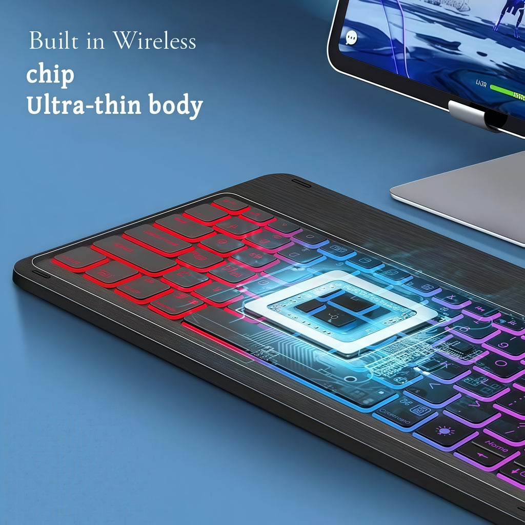 KLZO Keyboard and Mouse Combo Compatible for PC, Computer Set with Color-Changing Backlight, 7 Color RGB, Quiet Scissor- Keys, Ultra-Thin Compact, - (No Adapter Included)