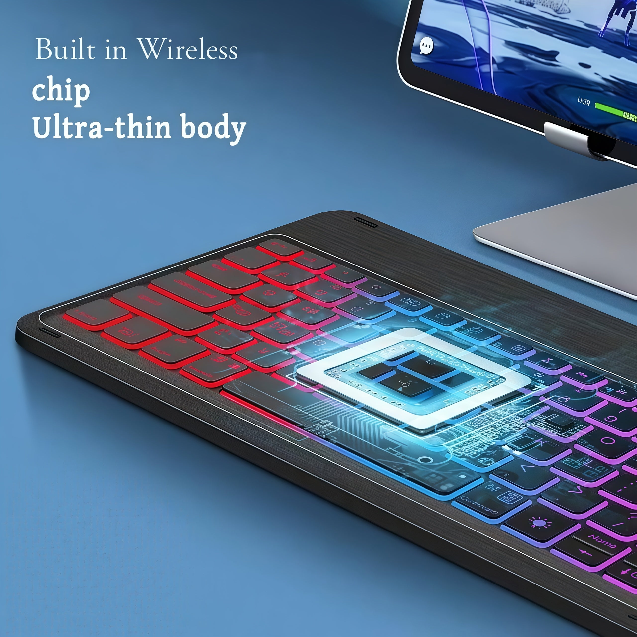 KLZO Keyboard and Mouse Combo Compatible for PC, Computer Set with Color-Changing Backlight, 7 Color RGB, Quiet Scissor- Keys, Ultra-Thin Compact, - (No Adapter Included)