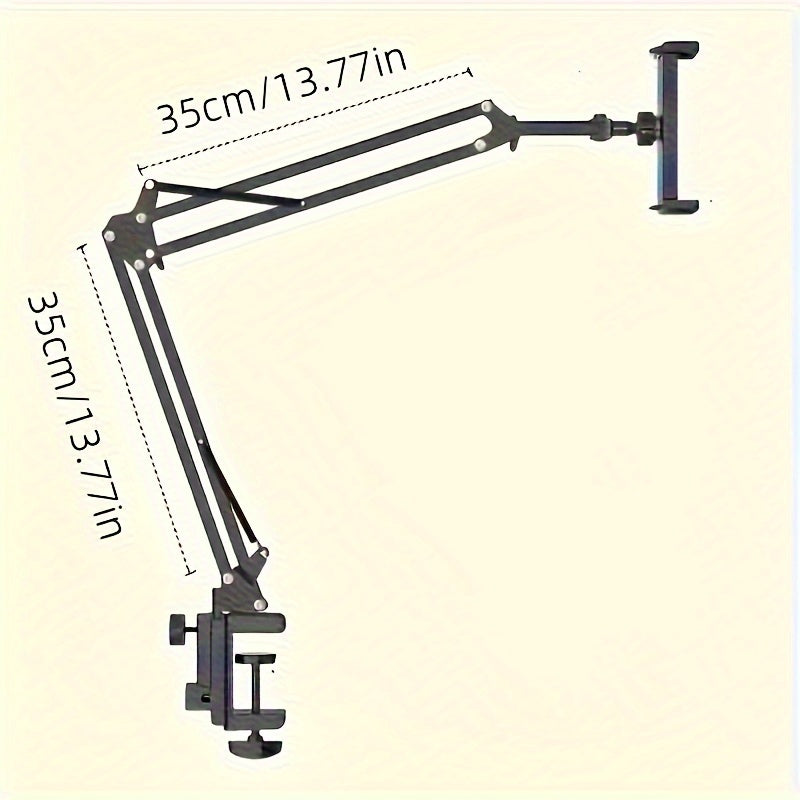 [Adjustable Tablet Stand] Large Adjustable Tablet Stand with Mechanical Cantilever Arm & Rotating Holder - Clamp Base Suitable for iPad, Smartphone, Bedside Desk Mount, Long Arm Phone Cradle for Office, Compatible for Tablet Holder for /Electronics