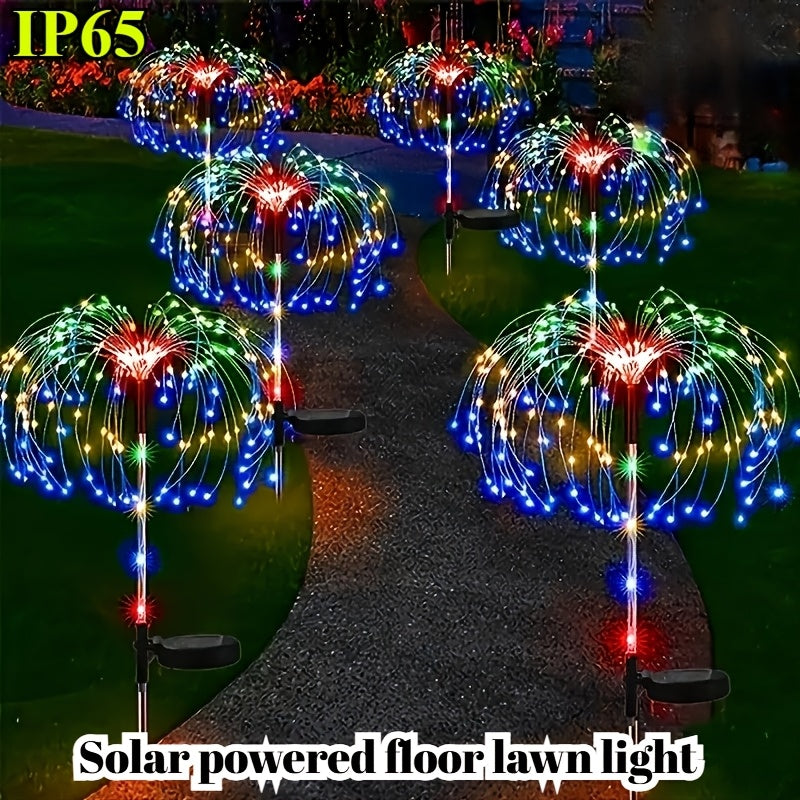 2 Packs Outdoor Solar Firework Lights - Decoration, for Pathways, Gardens, Courtyards, Parties, Weddings, Holidays, Christmas Decor, Solar Ground Lights, Lawn Lights, Halloween Decoration Lights, Ambient Lighting, -Saving Lighting