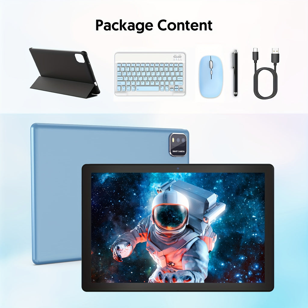 [Android 15 Tablet] Tablet Android 15 Tablets With 64GB ROM+12(3+9)GB RAM, 1TB Expand 2in 1 10 Inch Tablet With Optional Keyboard, Mouse, Case, Stylus, Pen, Powerful Quad-Core, WiFi, 6000mAh, 2MP+8MP Dual Camera, 1280 * 800 FHD IPS Screen, Three Optional