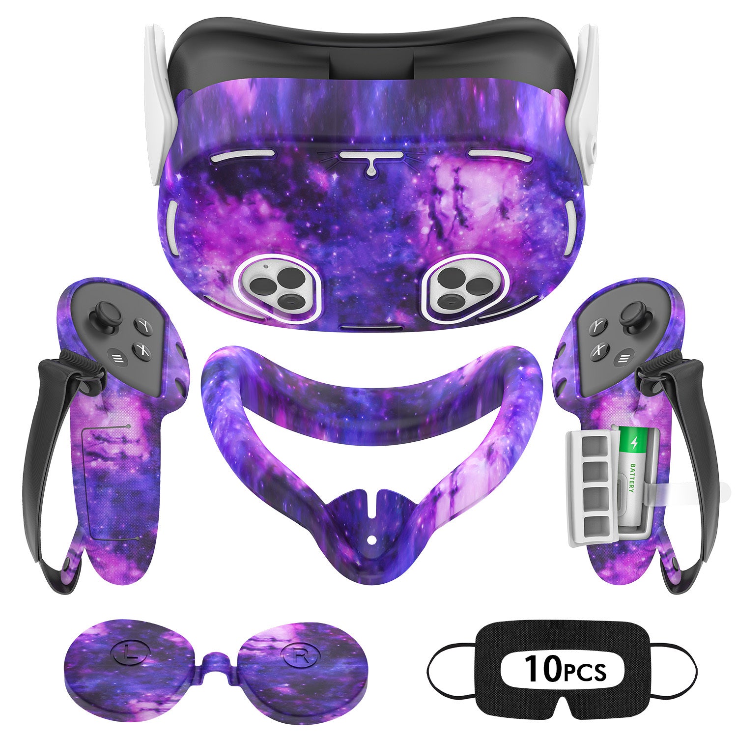 For Meta Quest 3S Silicone Cover Set Compatible With for meta\ quest 3S Accessories, VR Silicone Face Cover, VR Shell Cover, Touch Controller Grip Case, Camera Lens Protector Cover For Meta Quest 3S Accessories Halloween, Christmas Gifts