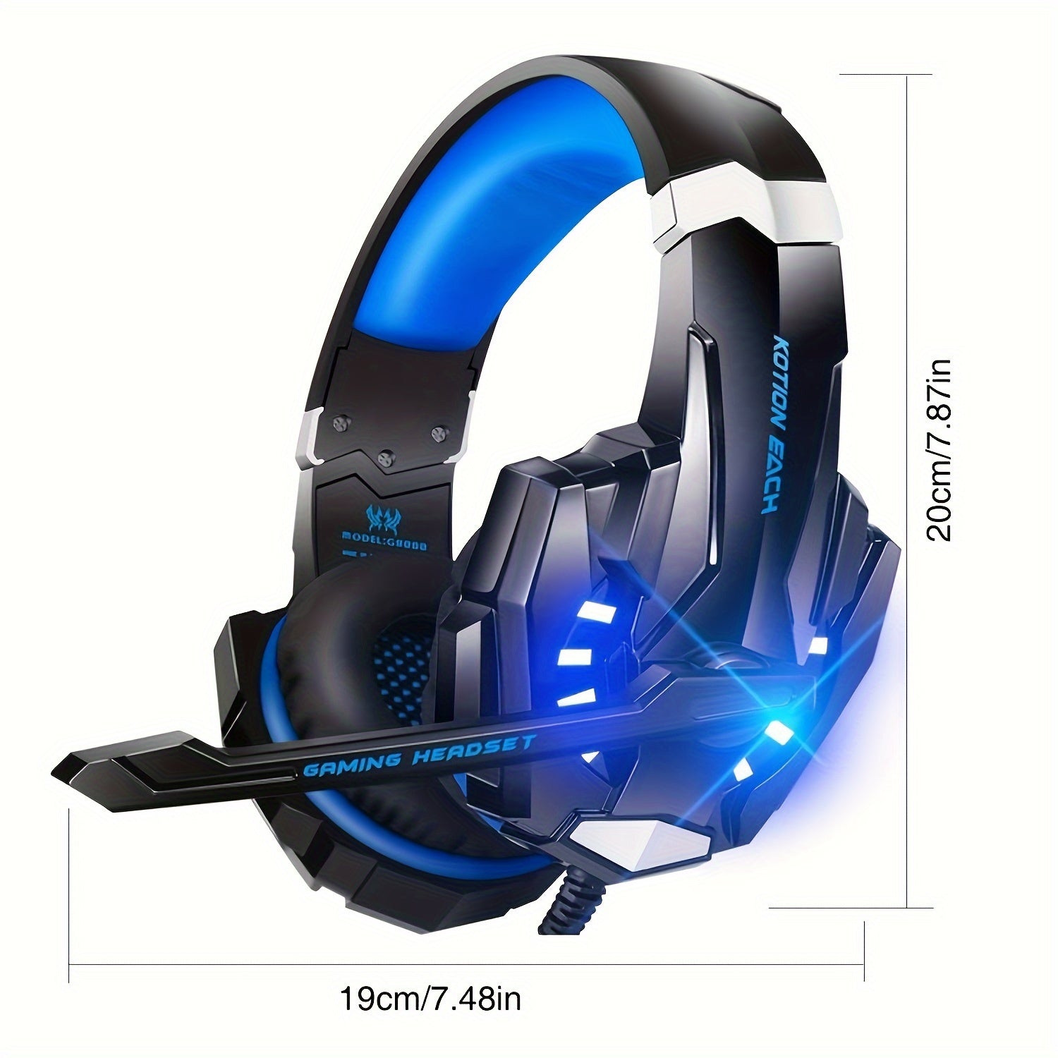 G9000 Gaming Headset, Surround Stereo Gaming Headphones with Noise Cancelling Mic, LED Lights & Soft Memory Earmuffs for PS5/ PS4/ Xbox One/Switch/PC Mac Computer Games