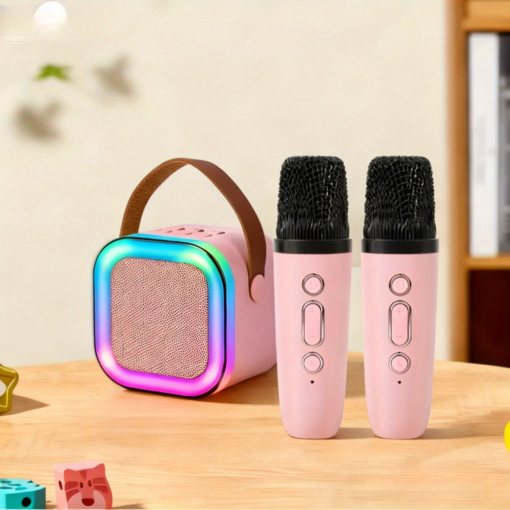 [Ideal Gift] High-Value Portable Speaker, A 3pcs Set Including One Speaker And Two Microphones, With A Large 1200mAh Battery. Ideal For Family Gatherings, KTV Sessions With Friends, And The Top Choice For Gifts