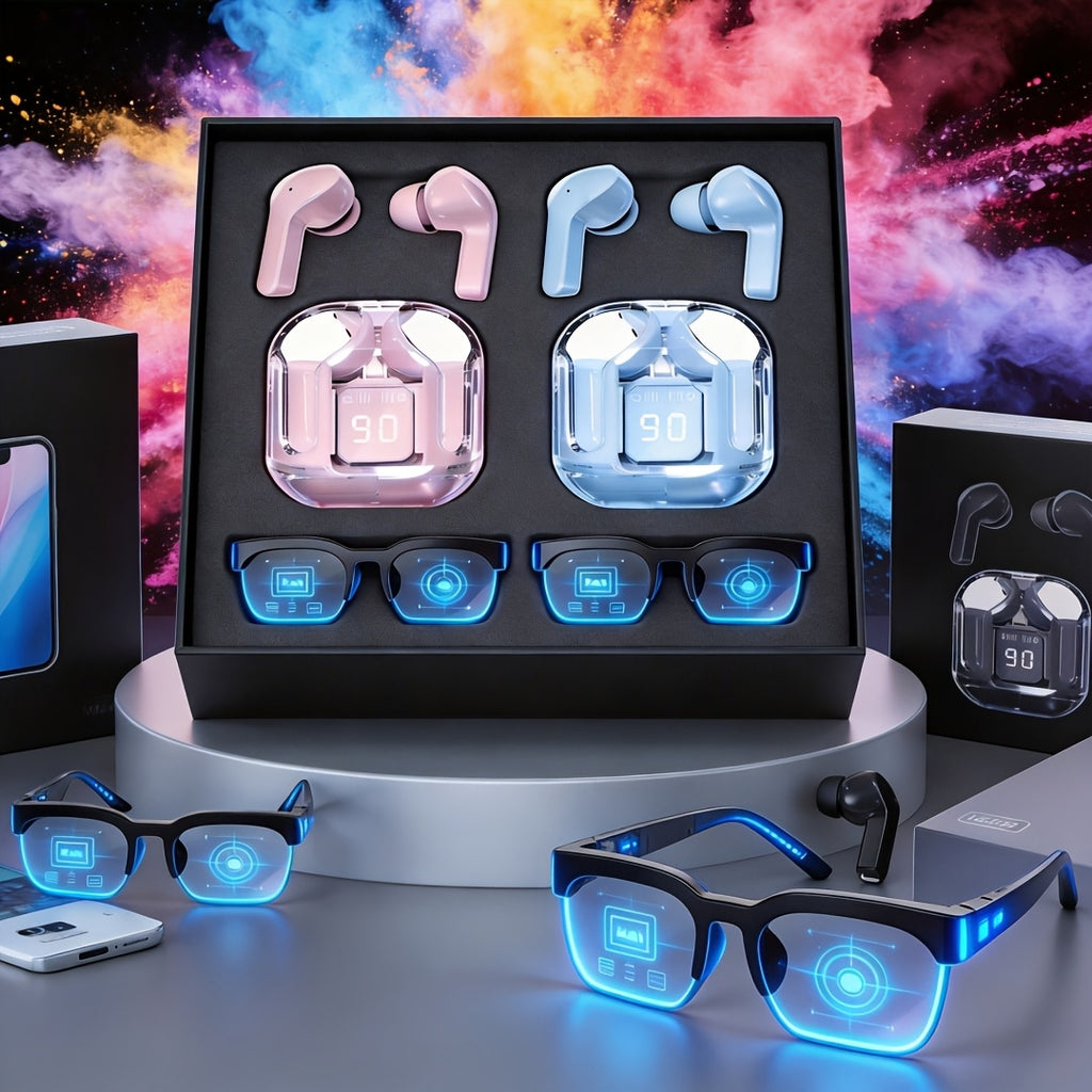 [Smart Wireless Glasses] 2026 New AI Real-Time Translation Multifunctional Smart Wireless Glasses And Trendy Headphone Set - Built-In Microphone And Speakers, HIFI Music Quality, Music Playback And Hands-Free Calling, High-Definition Voice Calling
