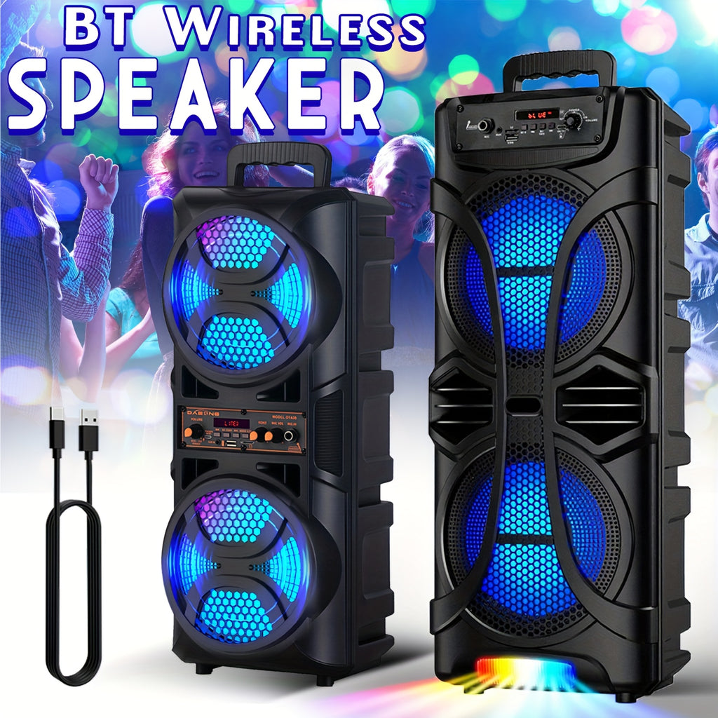 3000W BT Connection PA Speaker with Dual 6.5inch Woofers - Wireless Karaoke Machine, FM Radio, Party Lights & Wired Mic - Deal for Party Events