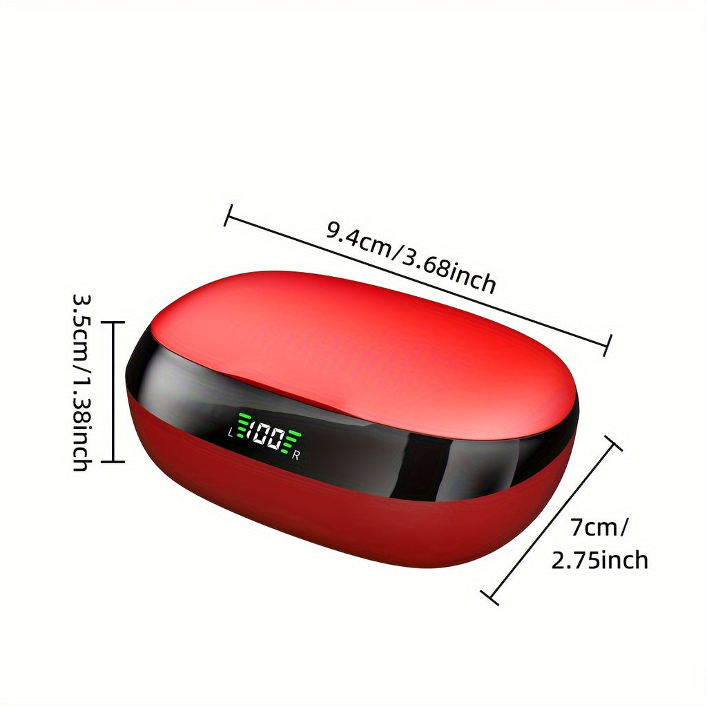 Completely Wireless Earbuds Featuring ENC Noise Cancellation, Touch Controls, Wireless Sports Earhooks, And an LED Display Charging Case. They Are Compatible with Mobile Phones, Support Type-C Charging