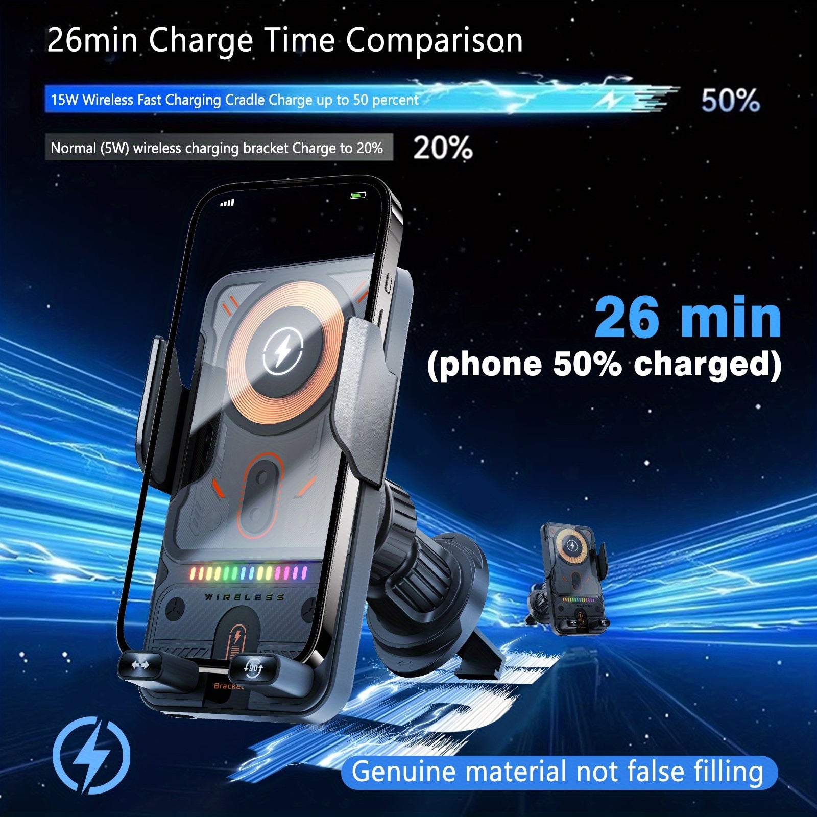 [15W Fast Charge Car Holder] 15W Fast Charge Auto-Sensing Car Wireless Charging Holder | Smart Alignment, Case Friendly, Rotating Magnetic Air Vent Phone Mount for iPhone And All Qi-Compatible Devices