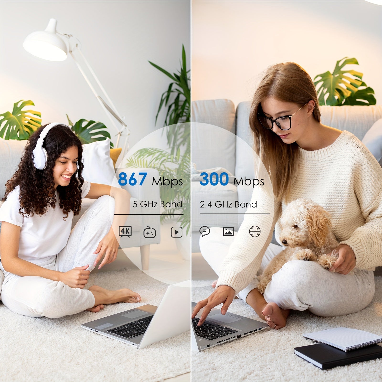 WAVLINK Wireless Router 1200Mbps, Dual Band 5Ghz 2.4Ghz Wifi 5 Router with 1000Mbps WAN/LAN, Long Range Coverage for Home And Office, Supports Router/Access Point/Repeater Mode