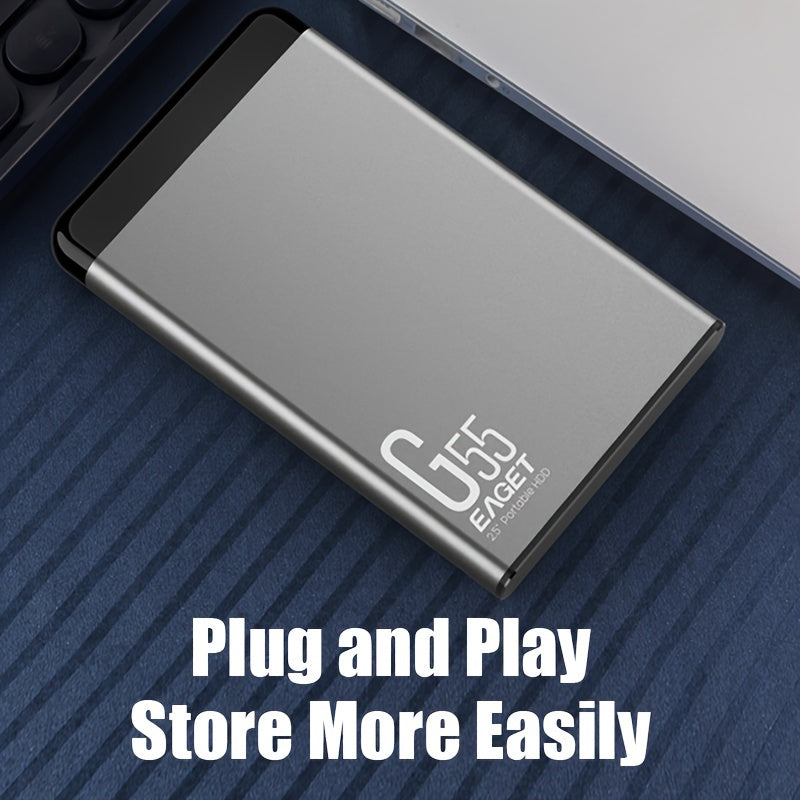 Eaget G55 High-Speed Portable External Hard Drive - Metal Enclosure HDD Durable Mobile Storage Device, USB 3.0, Plug & Play, 500GB Available, Ideal for Pcs, Macbook, Ps4/5, Xbox, for Smart Tvs