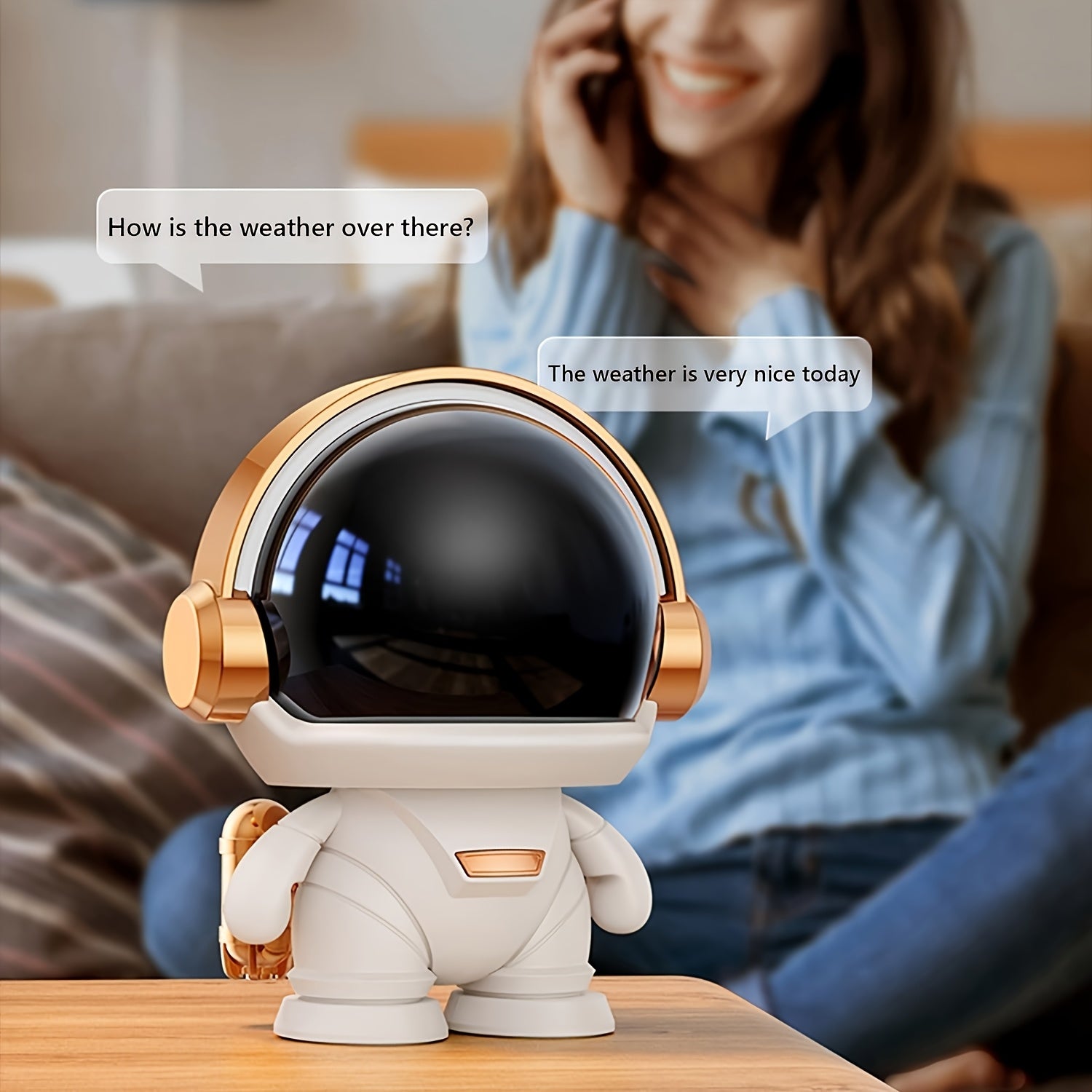 FOUBEAK Cute Astronaut Small Speaker, Small Wireless Portable Speaker with LED Light, Home Party Office Decoration Subwoofer, Portable Speaker, Birthday Gift