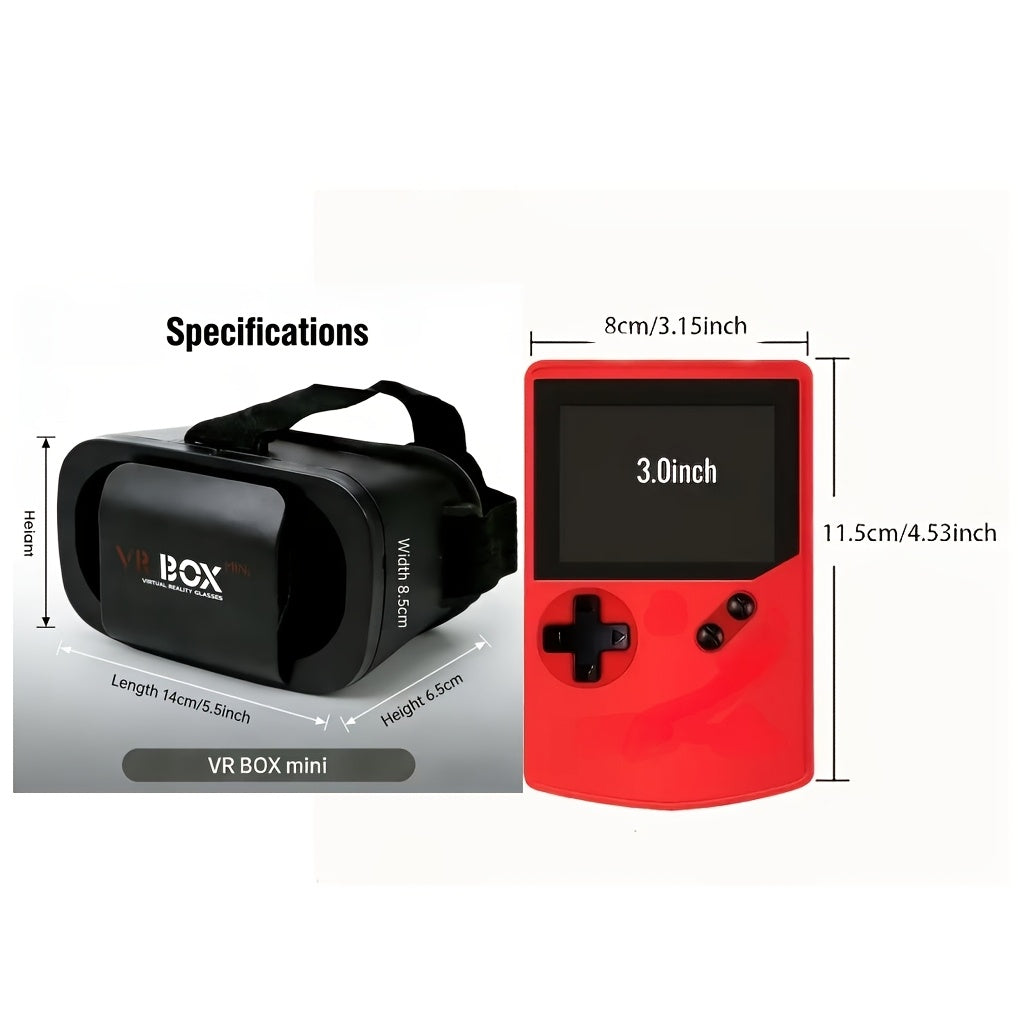 2026 New Mini 3DVR Glasses And Handheld Game Console Set, HD Virtual Reality Glasses with Retro Handheld Game Console, Small Head Size Friendly, Immersive Viewing, Portable Design, Play Games Anytime, Retro Nostalgic Game Console