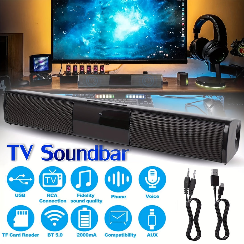 [Thanksgiving Holiday] Sound Bars for Smart TV, 13-Inch Wireless TV Soundbar Speakers, with TF/AUX/FM/USB/TWS, Surround Sound System, Crisp Sound And Easy Setup, Soundbar for TV, PC, Projector, Perfect for Thanksgiving Party, Winter Holiday