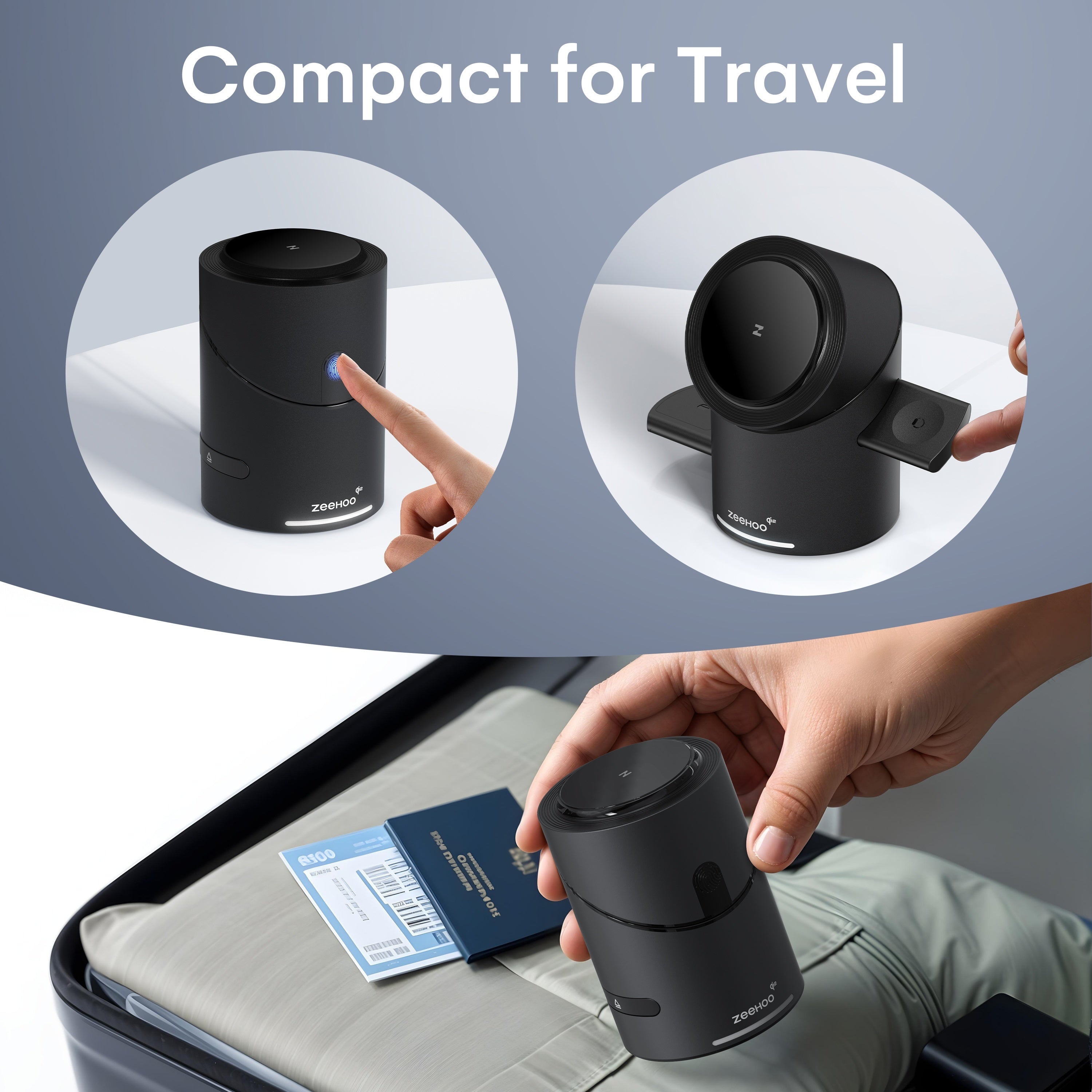 ZEEHOO Wireless Charging Station, CylinTrick-R Qi2 15W Fast Charging, 3-IN-1 Wireless Charger Station for Smart Watch, iPhone, Earbuds