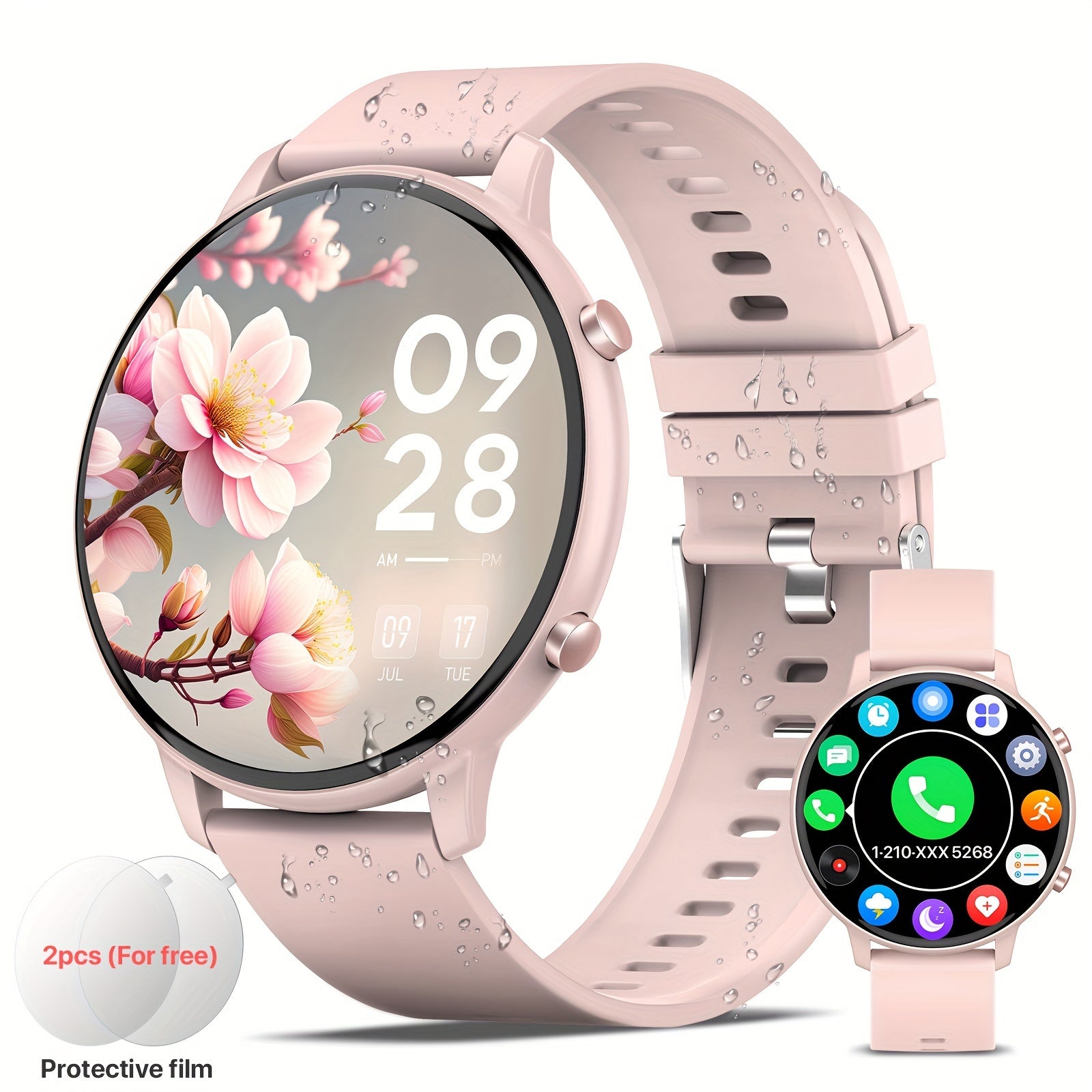 Smart Watch Gift for Women, 1.39-inch Full Touch Screen, Smart Call Watch with Answer and Make Call for iPhone and Android Phones, Message Push, Fitness Tracking Watch, Pedometer, Distance, Calories, 100+ Sports Modes, Sports Smart Bracelet, Weather, Stop
