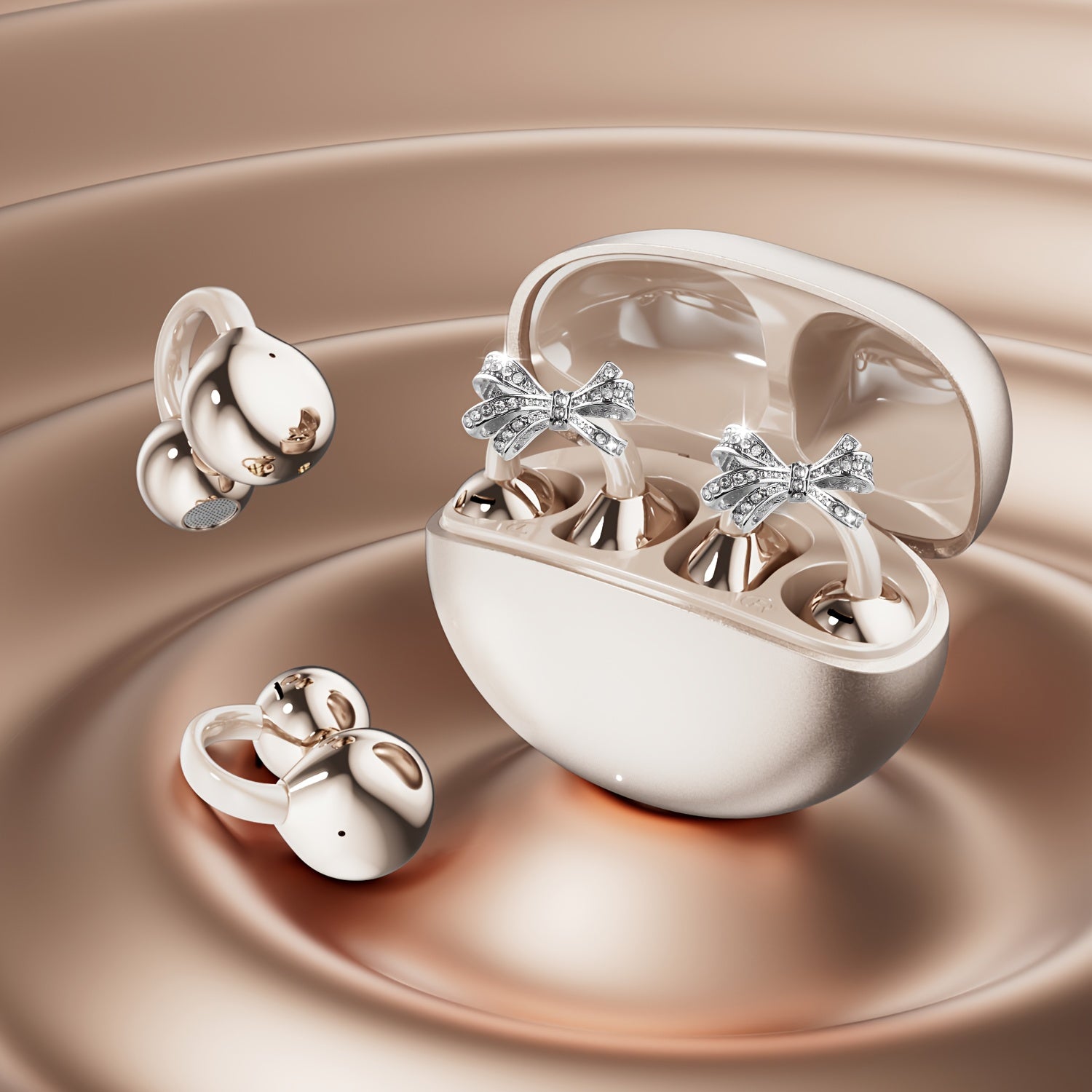 2025 New Wireless Earphones, Butterfly Earring Decoration, Microphone-Equipped Non-In-Ear Headphones, Gaming Couple Headphones, AI Translation Function, HD Calling Earphones, Compatible with Iphone And Android Phones, Christmas Gift