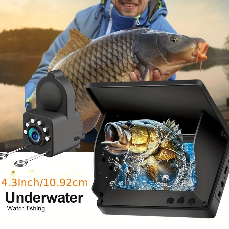 XHJ Upgraded Portable 4.3-Inch High Definition Underwater Fishing Camera with Triple Light Shielding And Night Vision, HD Camera And Bait Monitor, Complete Fishing Kit