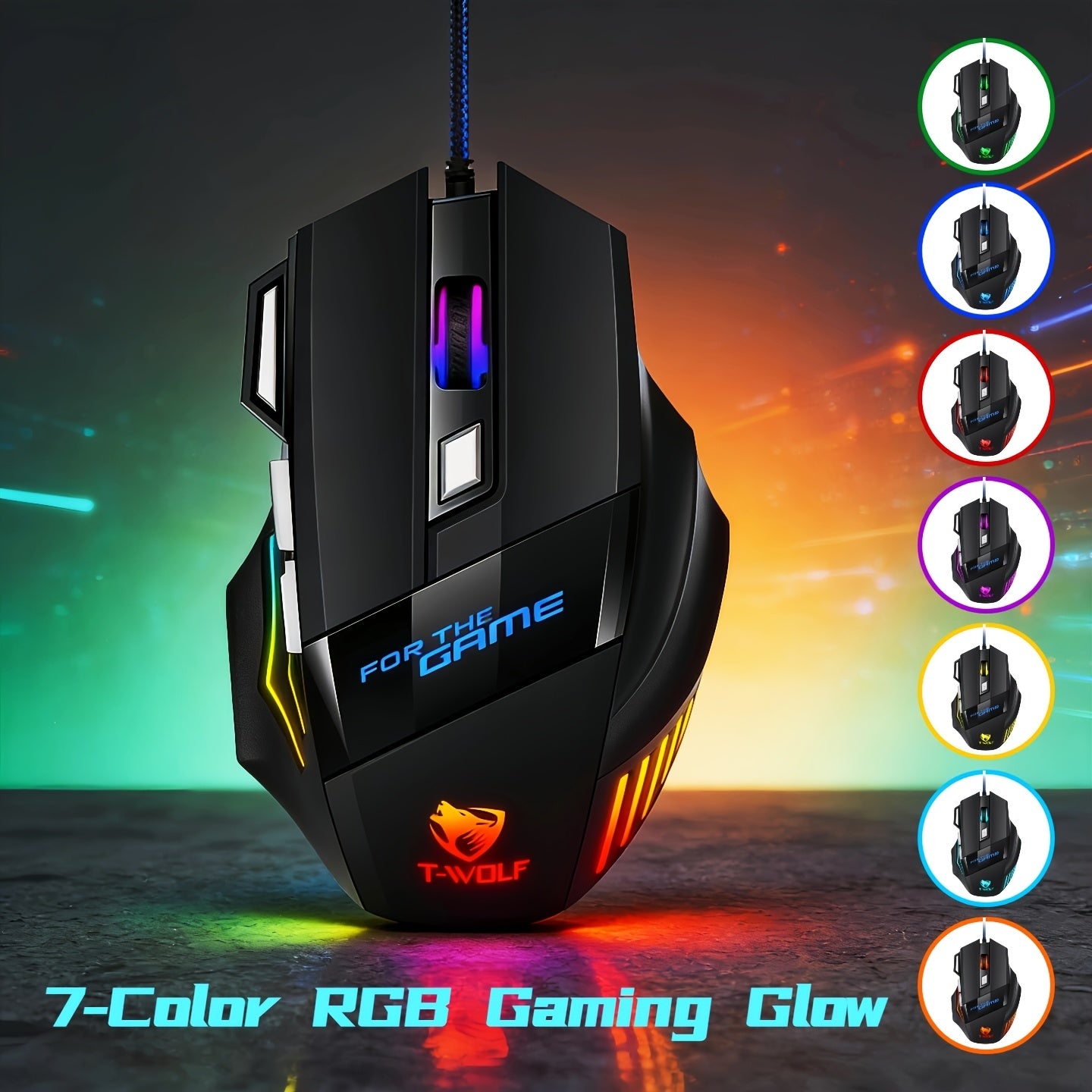 RGB Gaming Wired Mouse Pro-Grade- Ergonomic Design For Casual & Competitive Gamers, Turbo Click & Programmable Buttons, Multi-Mode Sensitivity Control, Dynamic RGB Lighting | Lightweight With Forward/Back Shortcuts - USB Plug & Play | Multiple Model