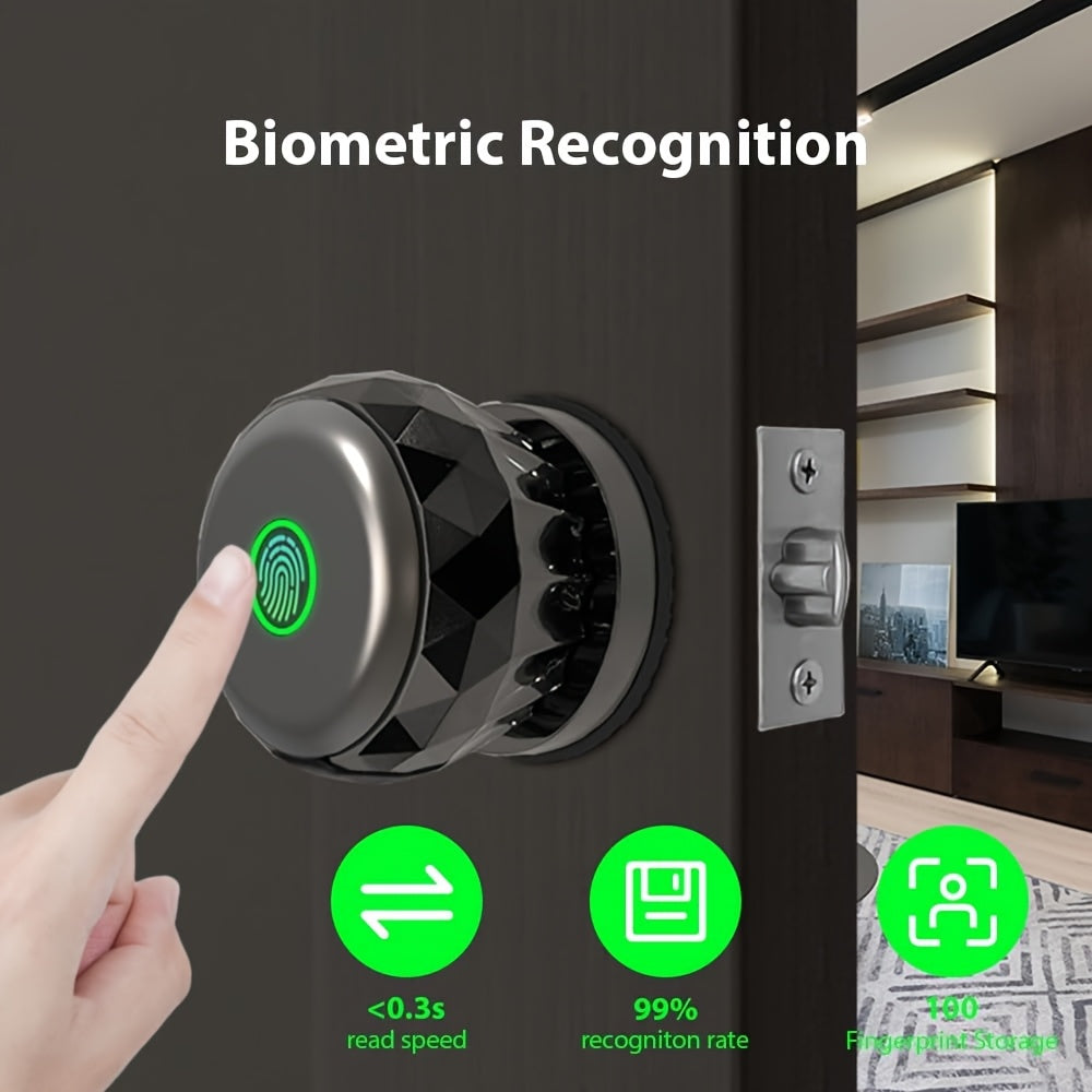 Smart Fingerprint Door Lock Handle - Smart Door Lock With Handle 3 In 1 With IC Card/Key/100 Fingerprint Biometric Electronic Keyless Door Lock For Bedroom Home Hotel Office Easy Installation Black.