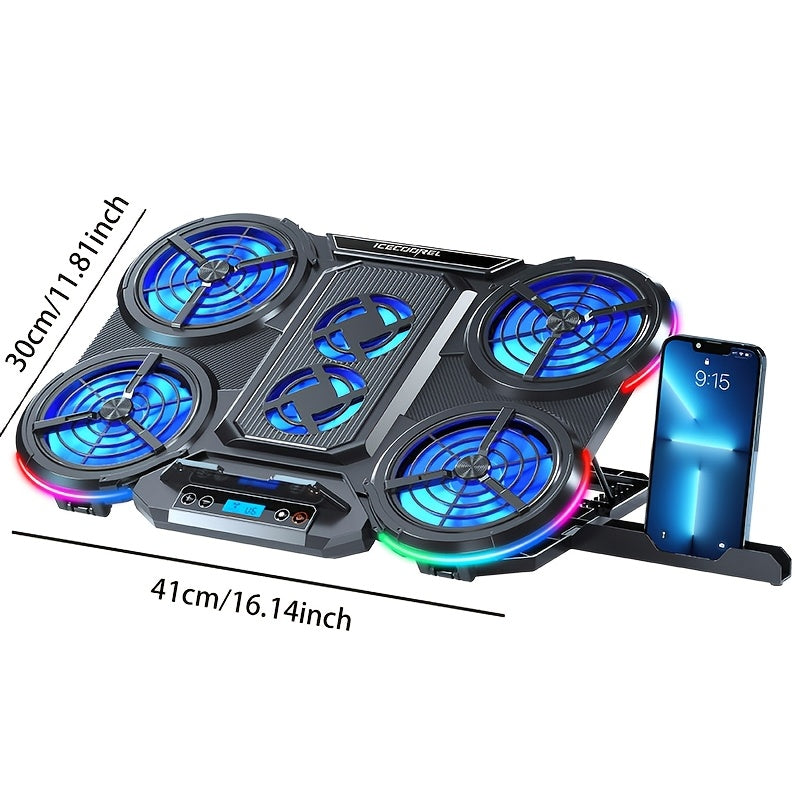 [Portable Laptop Cooler] Summer Must-Have Laptop Cooling Stand, ICE COOREL E-Sports 6-Core Silent Exhaust Fan Notebook Heat Sink, Portable Laptop Cooler, Essential for School Start Season And Daily Cooling