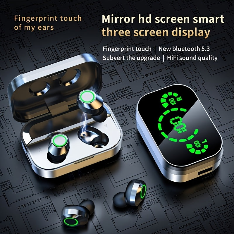 2026 New Wireless Earbuds: Bluetooth 5.4, 800mAh High-Capacity Battery for Long Battery Life, Stylish Mirror Design, Compatible with Smartphones, Suitable for Sports, Running, Fitness, Modern Headphones, Noise Isolation, Stylish Earbuds