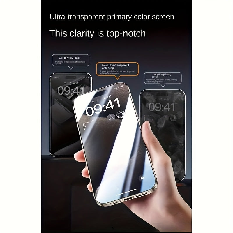 Phone Case - Suitable for Iphone 16/15/14/13/12 Pro Max PLUS Anti-Peep Magnetic Mobile Phone Case Transparent Back Panel Metal Frame Anti-Peep Privacy Double-Sided Anti-Peep Tempered Film Anti-Peep Mobile Phone Case