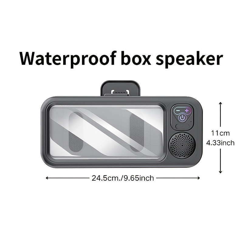 [Shower Phone Holder] Phone Holder With Speaker For Shower Use - Built-In Smart Bluetooth Speaker, 360-Degree Rotation Fits Any Phone, Shower Phone Holder Securely Adheres To Any Surface