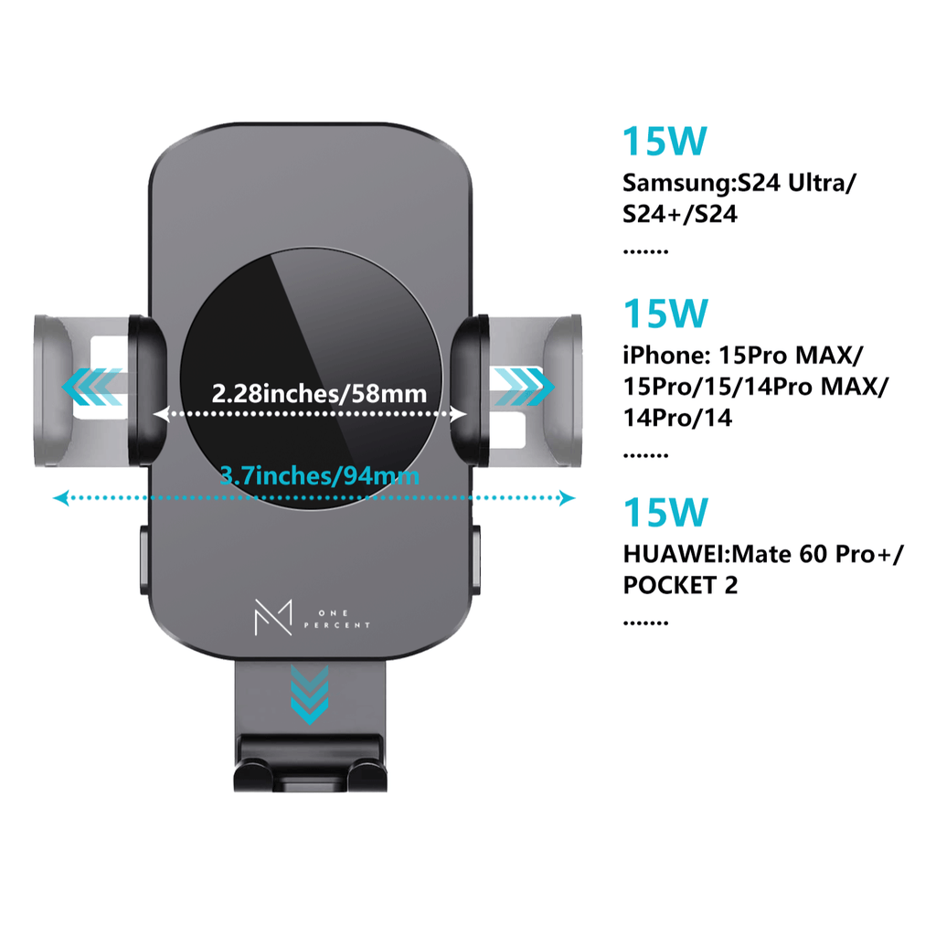 Ultra-Fast 15W RapidWireless Car Charger - Smart Auto Clamping Phone Mount for iPhone 15 14 13 12 11 Pro Max, Samsung Galaxy S23 S22 S21 - Hassle-Free, Seamless Compatibility