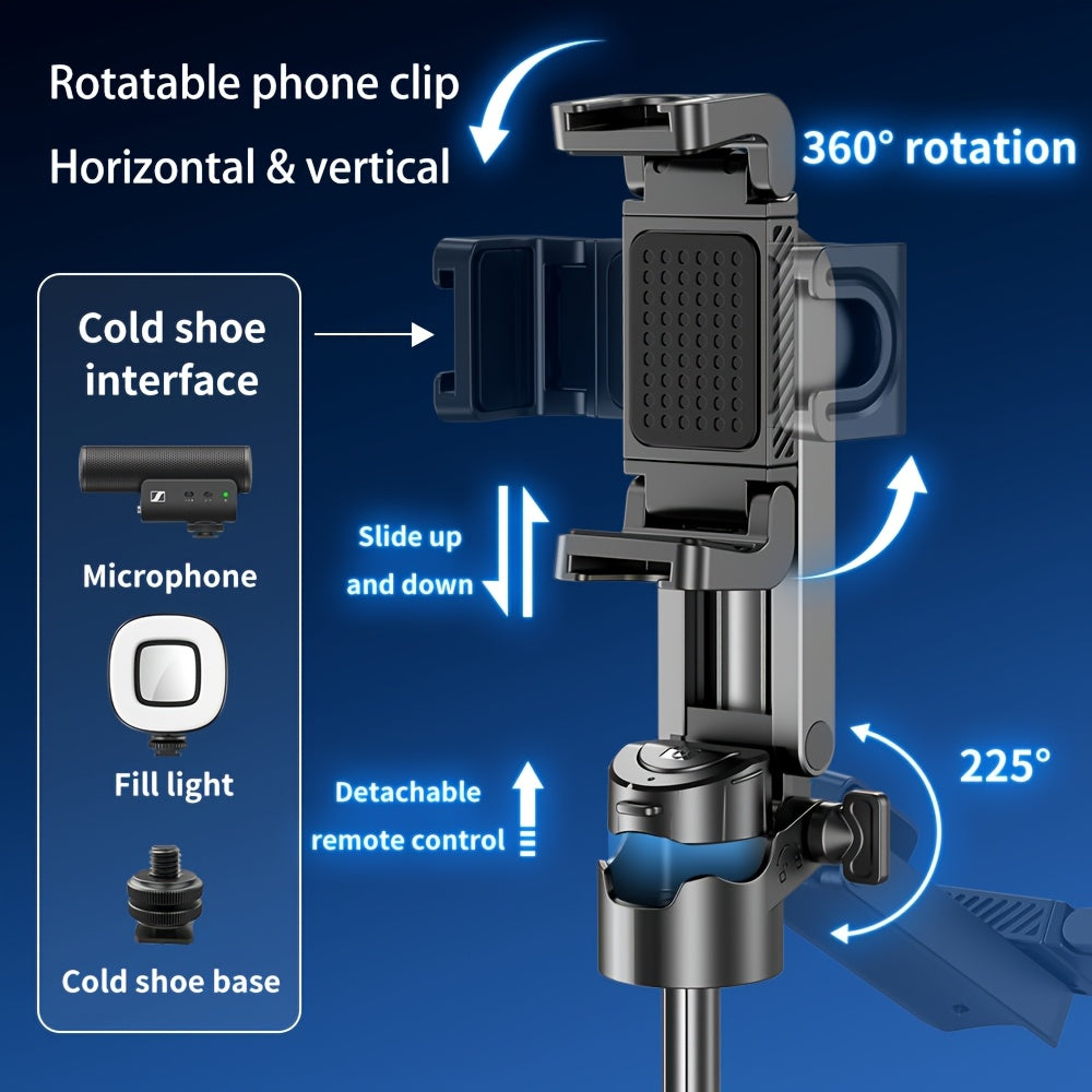 16 Inch Extendable Selfie Stick Tripod, Equipped With Wireless Remote Control, 360 ° Rotating Bracket, One Click Release Lightweight ABS Design, Suitable For Various Smartphones, Perfect For Concerts, Travel, And Live Streaming, Mobile Selfie Stick