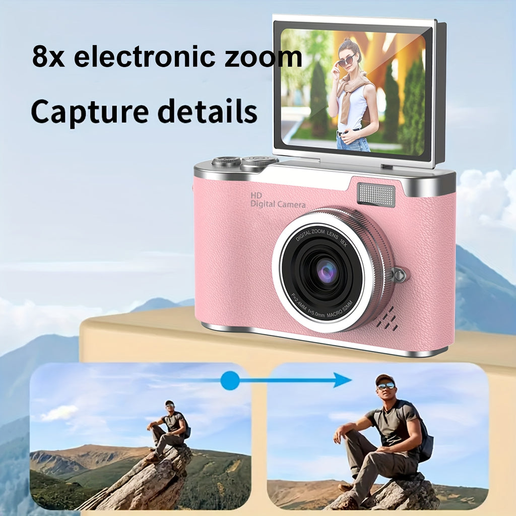 1080P HD Digital Camera Designed for Vlogging, Featuring a 2.4-Inch LCD Screen And Rechargeable Capabilities. Ideal for Beginners, It Comes with a 32GB Card for Photos, Videos, And Webcam Use, Making It a Perfect Gift for Thanksgiving, New Year