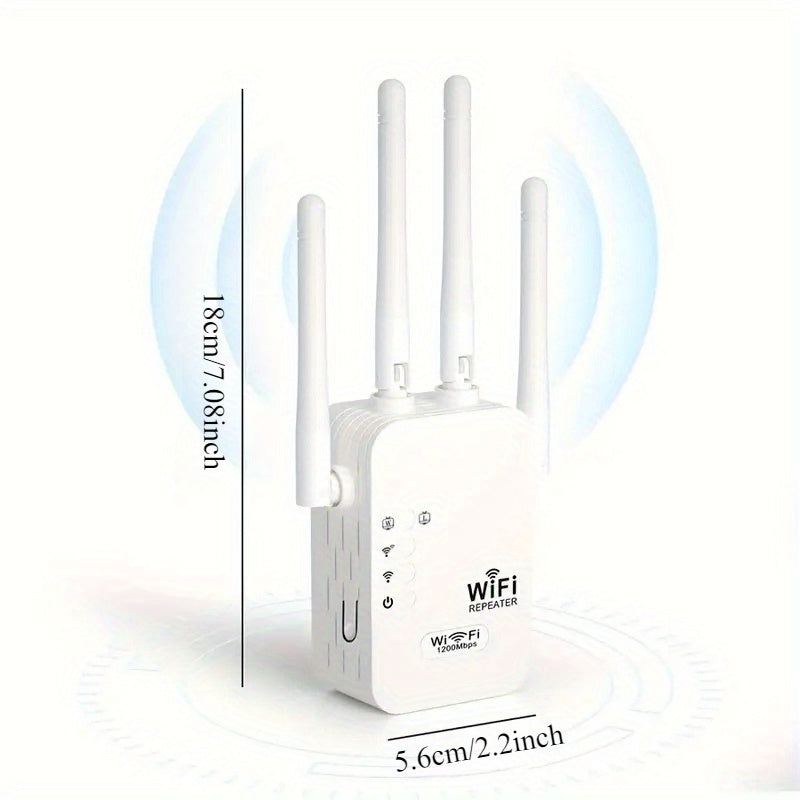 1300Mbps Dual-band Wifi Range Extender With Ethernet Port-powerful Four Antennas, Full House Coverage, Clear Wifi Dead Angle, AP/relay Mode, Very Suitable For Home And Office Use