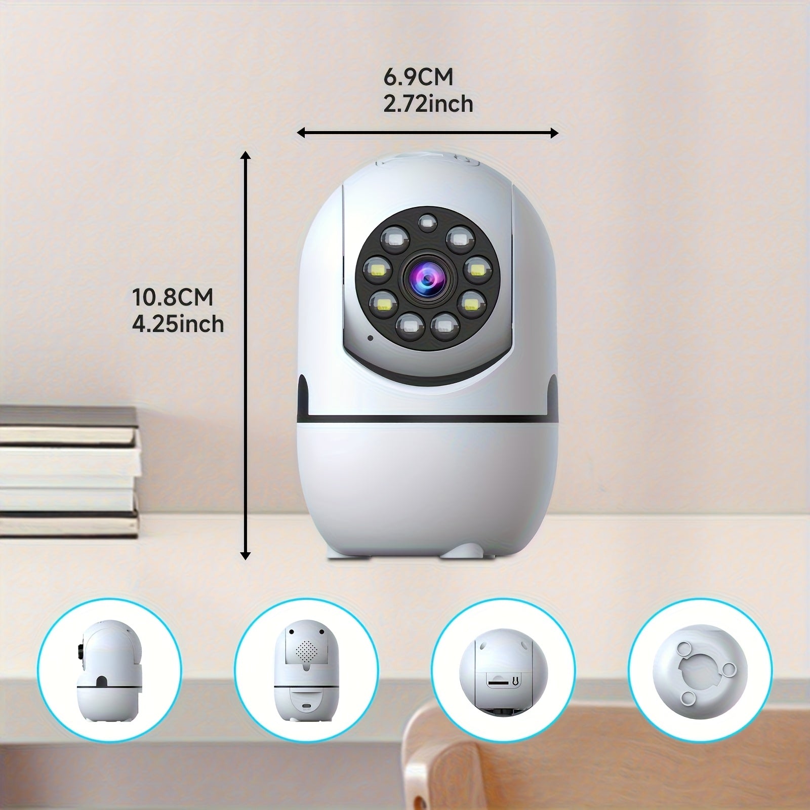 2 Indoor Cameras, Home Security, 355° Rotation, Suitable for Child and Pet Monitoring, Motion Detection, Full-Color Night Vision, Two-Way Audio, 2.4G/5G WiFi, Cloud Storage and Up to 256GB TF Card Recording, Alexa Support, The Perfect Gift