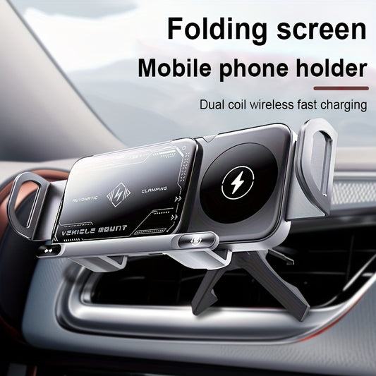 [15W Fast Charging] Car Wireless Charging Stand 15W Wireless Charger Stand, Induction Opening And Closing, Horizontal And Vertical Rotation, Dual Coil Fast Charging, Suitable for Various Folding Screens, for Galaxy Zfold6/5/4/3 for Galaxy Z Fold/Notes, Et