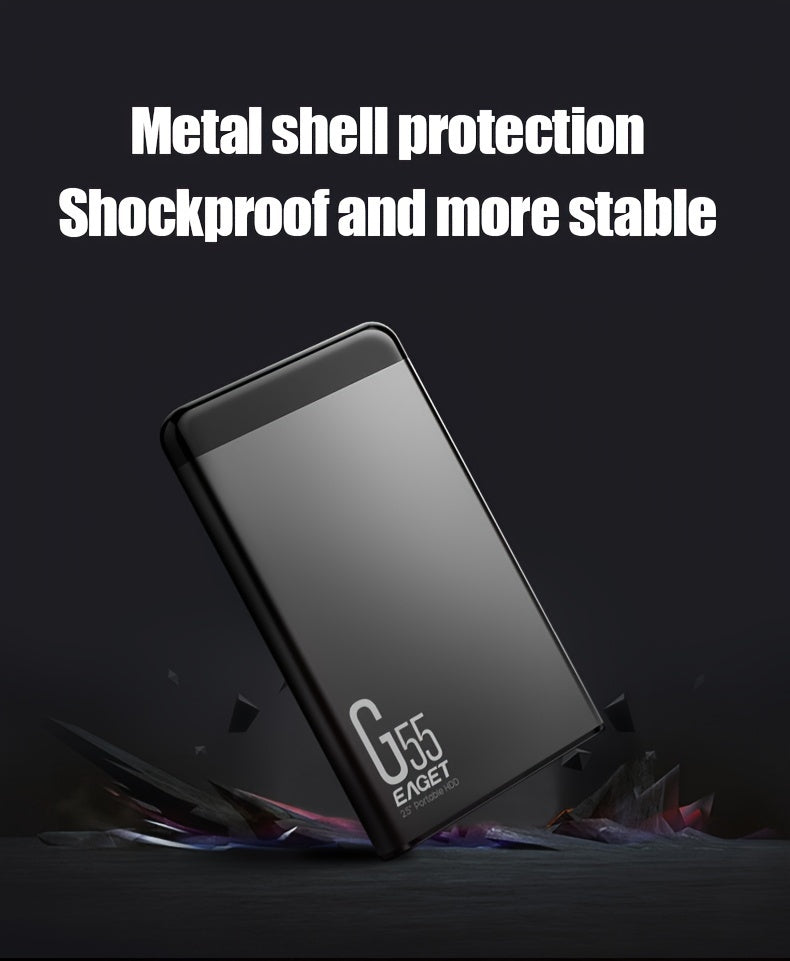 Eaget G55 High-Speed Portable External Hard Drive - Metal Enclosure HDD Durable Mobile Storage Device, USB 3.0, Plug & Play, 500GB Available, Ideal for Pcs, Macbook, Ps4/5, Xbox, for Smart Tvs