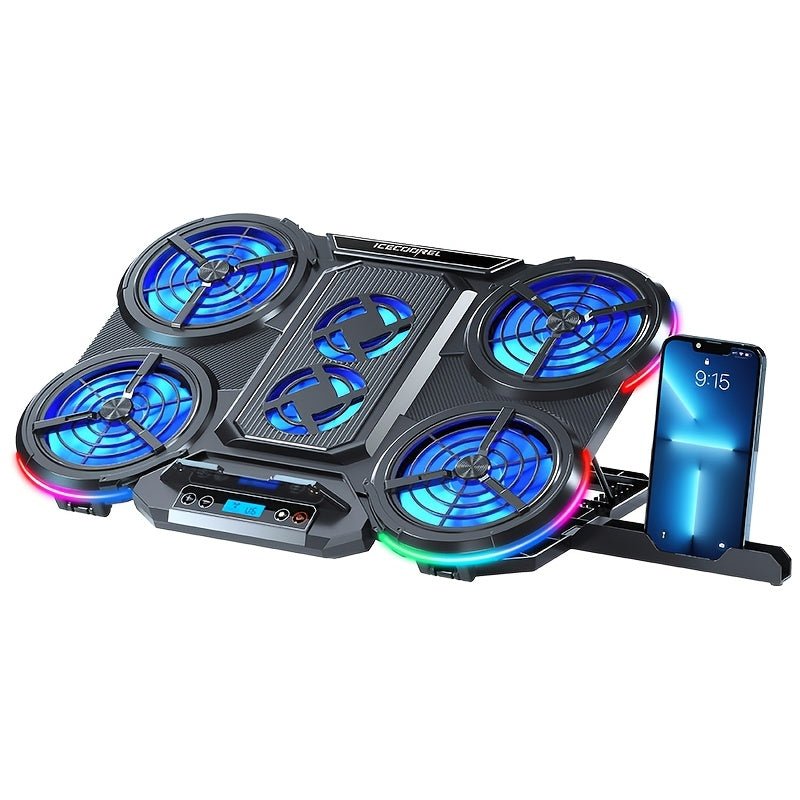 [Portable Laptop Cooler] Summer Must-Have Laptop Cooling Stand, ICE COOREL E-Sports 6-Core Silent Exhaust Fan Notebook Heat Sink, Portable Laptop Cooler, Essential for School Start Season And Daily Cooling