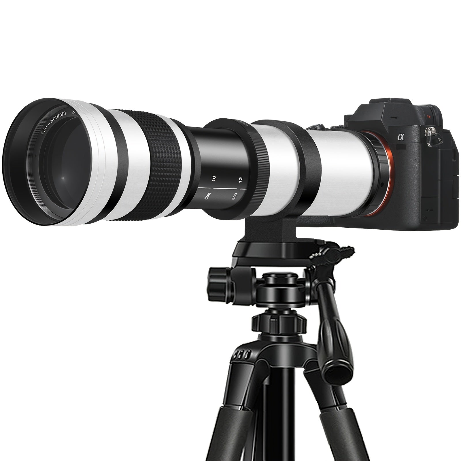 420-800mm F/8. 3-16 High-Power Telephoto Zoom Lens with Manual Focus for Canon EF Mount DSLR Cameras - T-Mount Adapter Included, Compatible with Multiple Models with Adapter