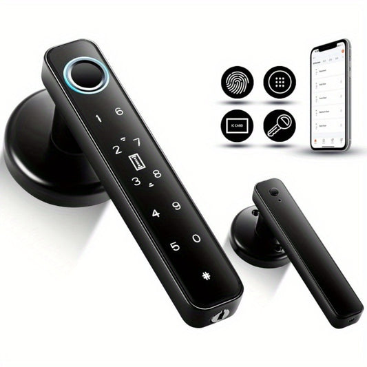 Smart Door Lock with Fingerprint Scanner, 5-In-1 Keyless Entry System (Fingerprint/Password/Nfc/ Backup/Physical Keys) - App-Controlled Deadbolt, Alexa Compatible, for Home/Apartment/Door, - (Keys Included)