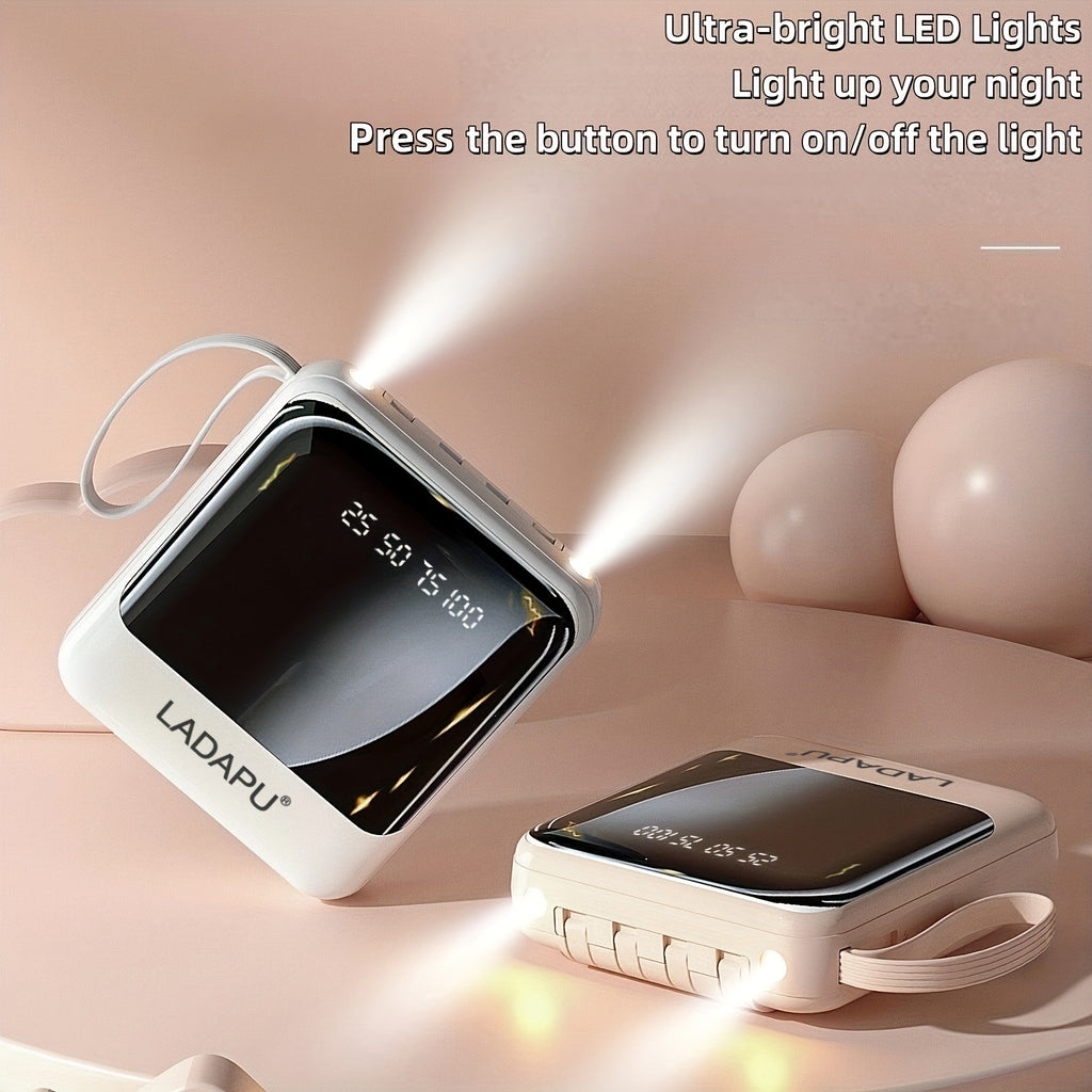 10000mAh This Mini Portable Power Bank Features A With A Built-in 4-in-1 Multifunction Cable. Supporting 5W Slow Charging/15W Fast Charging/22.5W Super Fast Charging, Perfect For Travel Business Keeping Your Devices Powered Anytime