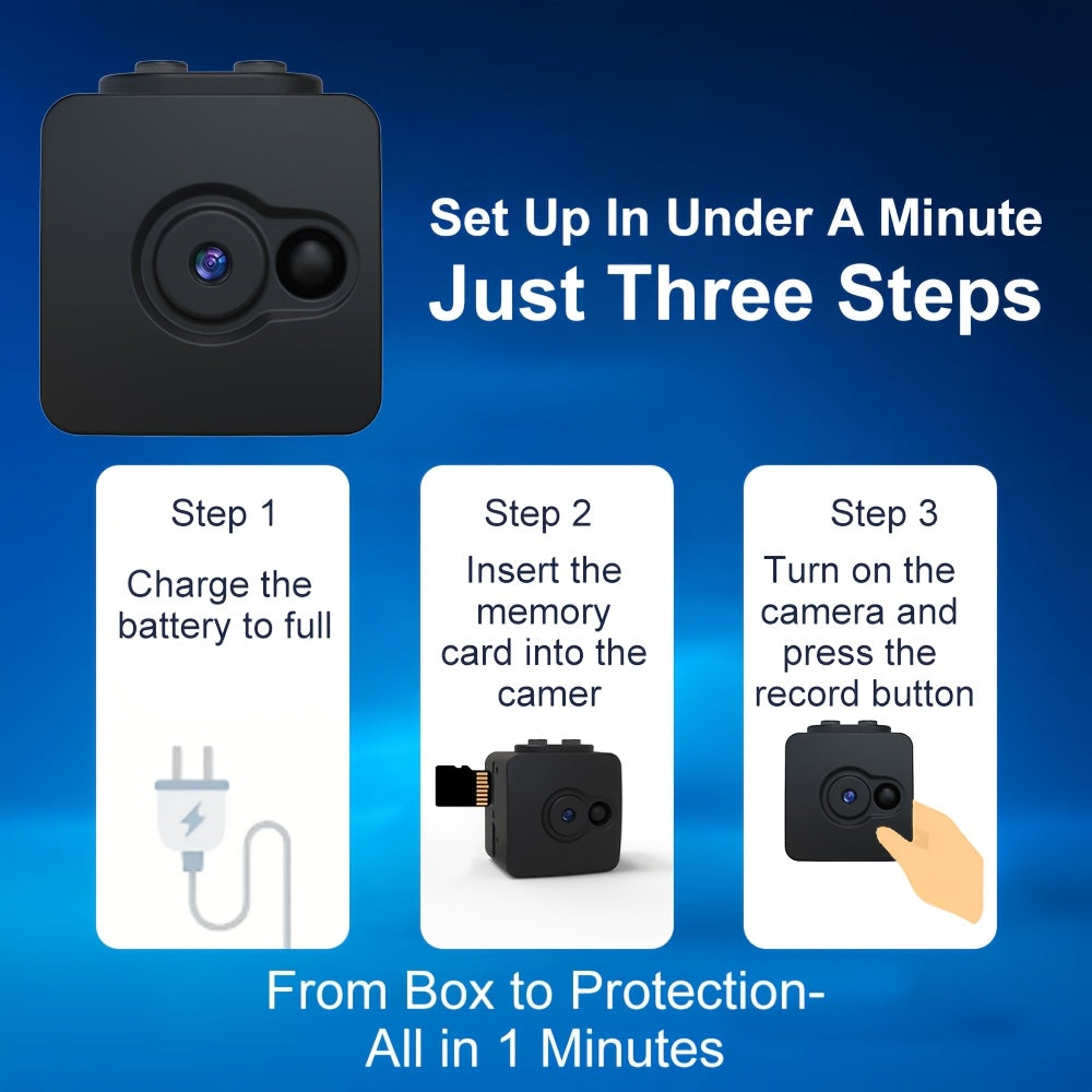 Direct-Recording Camera No Wi-Fi Needed Supports Up To 32GB SD Card Continuous Loop Recording Portable & Rechargeable Battery Camera Plug-and-Play Setup Ideal For Home Security Baby Monitoring Pet Camera Office Surveillance Halloween Gift Compact De
