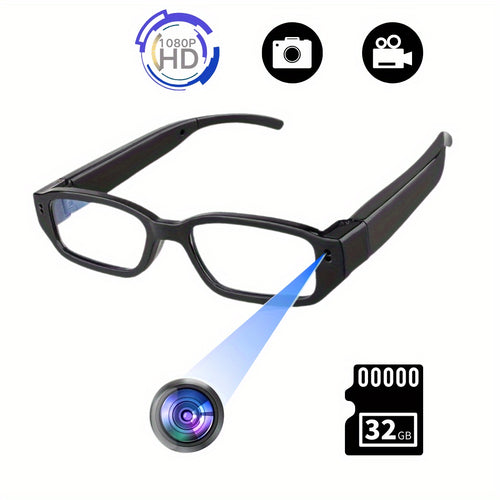 1080P HD Camera Glasses, Video Recorder Camcorder Eye Protection Outdoor Sport Eyeglasses, Ideal for Sports, Driving, Fishing, And Casual Attire At Home, Includes USB Charging Cable, Supports Motion Detection/ Lightweight Durable Frame