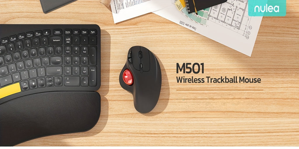 Wireless Trackball Mouse, Rechargeable Ergonomic, Easy Thumb Control, Precise & Smooth Tracking, 3 Device Connection (Wireless Or USB Receiver), Compatible For PC, Laptop, Mac, Windows