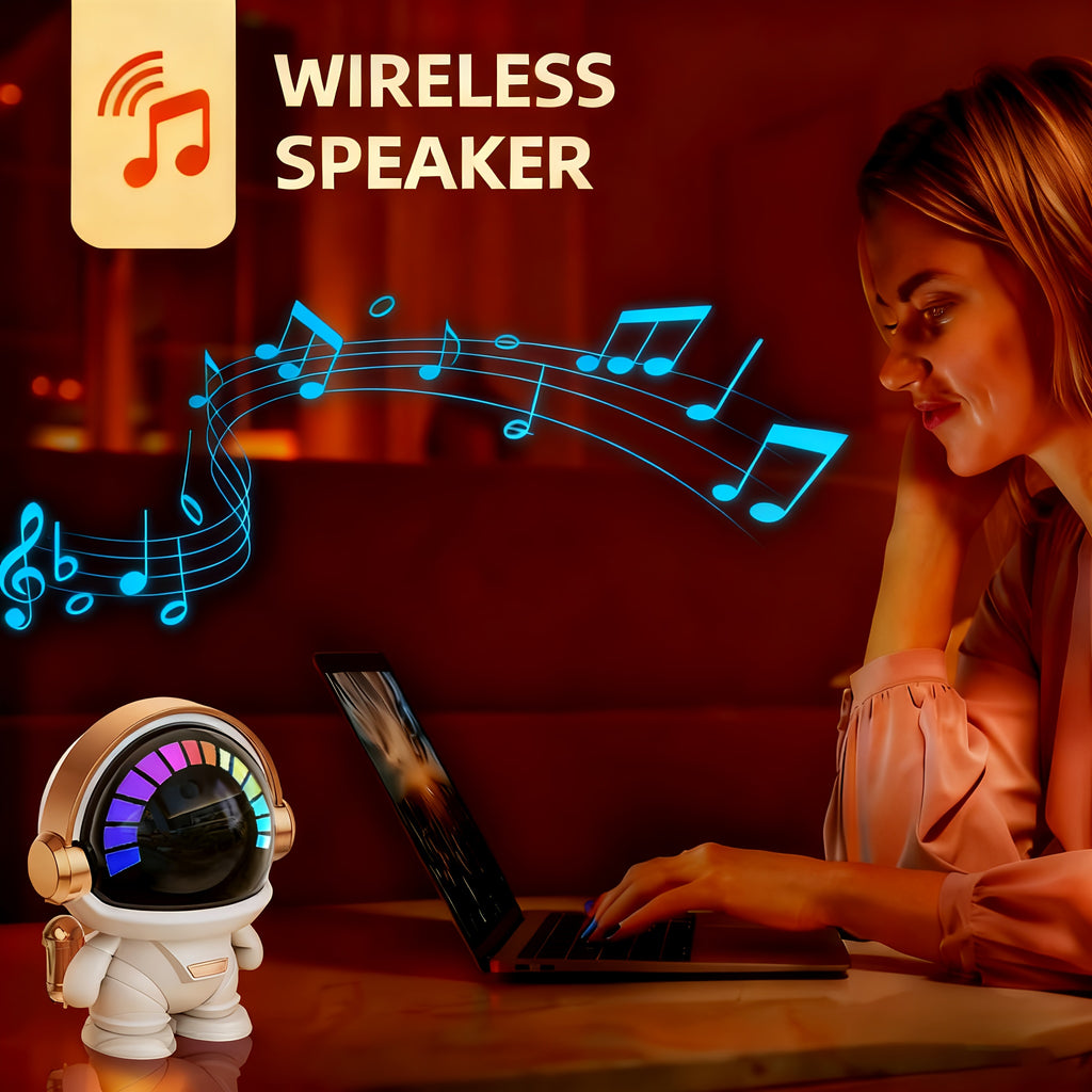 FOUBEAK Cute Astronaut Small Speaker, Small Wireless Portable Speaker with LED Light, Home Party Office Decoration Subwoofer, Portable Speaker, Birthday Gift