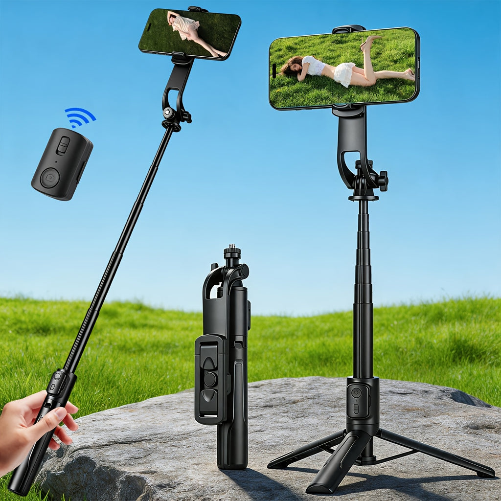 [Wireless Remote Control] 40 Inch Smartphone Selfie Stick Tripod, Expandable Selfie Stick Integrated Smartphone Tripod with Wireless Remote Control, 360 Degree Rotation, Suitable for iPhone 16/15/14/13/12/11 Pro/XS/XR/X/8/7 Plus Smartphone Android Phone
